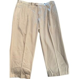 Savane Mens Pleated Dress Pants 44x30 Antelope Tan‎ Cotton Chino S6SB0040